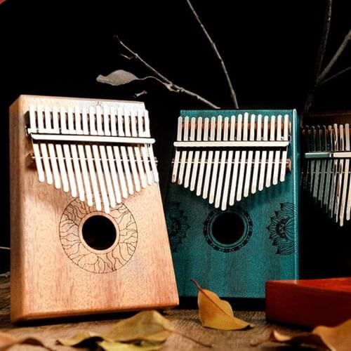Huashu lotus thumb piano Kalimba 17 Key tone notes Percussion Musical instrument customize Wood Mahogany Retro pattern Xylophone