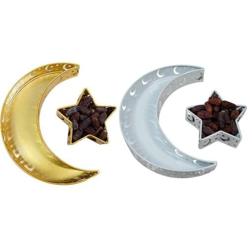 Eid Mubarak Moon Star Serving Tray Tableware Dessert Food Storage Container Ramadan Muslim Islamic Party Festival Supplies