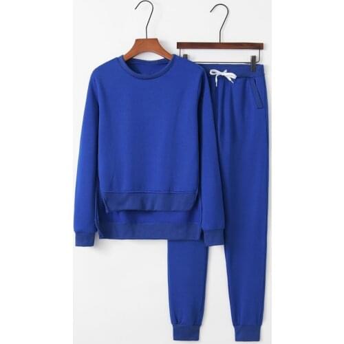 2 Piece Set Tracksuit Women Sport Sweatshirt Trousers Set Two Piece Solid Set Suit Crop Tops Pants Hooded Sweatshirt + Pants Set