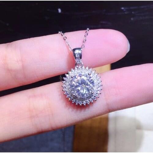 2Ct Classic Moissanite Pendant S925 Sterling Silver Necklace D Color VVS Passed Diamond Test Women Wedding Anniversary Jewelry