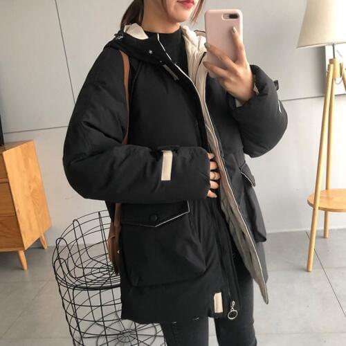 Short Winter Jacket Women Oversize Parka Coat Warm Thick Pocket Cotton Coat Female Loose Hoode Padded Women Winter Jacket DD2405