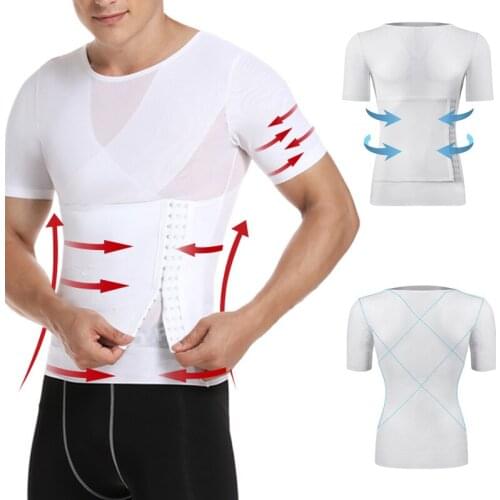 Muscle Undershirt Men Body Building Chest Tops Shaper Soft Fat Burning Waist Slimming Tops