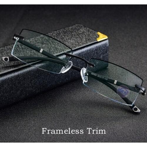 YIMARUILI Mens Ultralight Rimless Diamond Trimmed Glasses Myopia/Hyperopia/Astigmatism Prescription Anti-Blue ray Glasses 58065