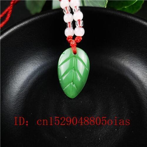 Natural Green Chinese Jade Tree Leaf Pendant Agate Necklace Fashion Charm Jewelry Carved Amulet Gifts for Women Men