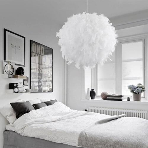 Novelty Feather Pendant Ceiling Light E27 Adjustable Cord Hanging Lamp DIY Indoor Loft Study Wedding Decor