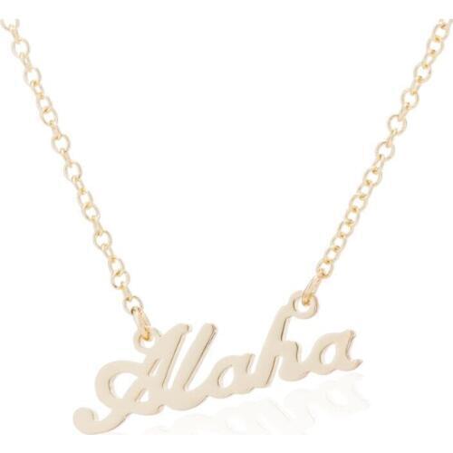 Oly2u Hawaiian Greeting Aloha Necklace Pendants & Necklaces Women Letter Gold Chian Necklace Accessories Choker Jewelry bijoux
