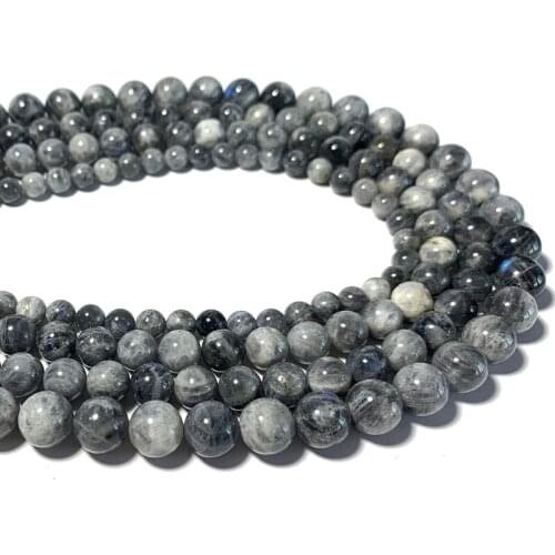 Wholesale Natural Round Gray Black Dream Labradorite Stone Beads For Jewelry Making DIY Bracelet Necklace Charms 6/8/10MM 15