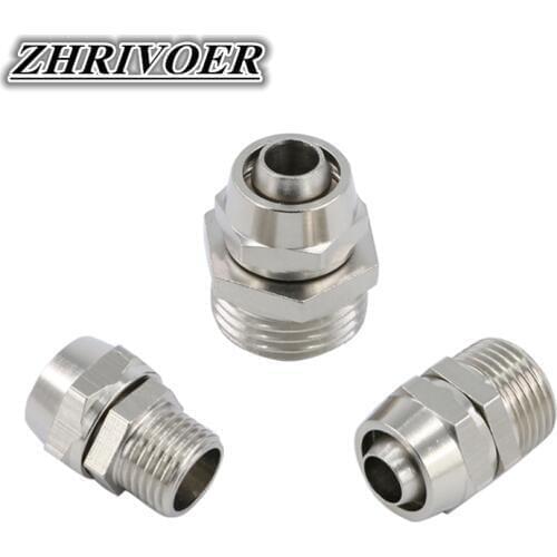 PC4 6 8mm Pipe Tube To M8 M10 M12 M14 Trachea Quick Screw Connector Copper Pneumatic Components Fast Twist Joint Pipe Fittings