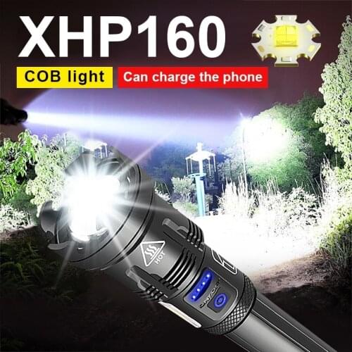 High Power Rechargeable Led Flashlight USB Torch Light XHP160 XHP90 Most Powerful Tactical Flashlight 18650 Camping Led lantern