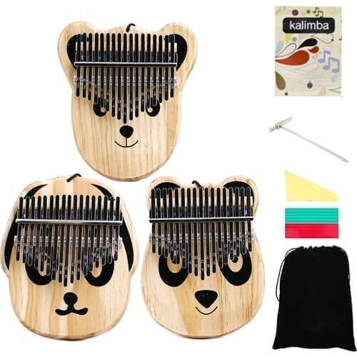 17 Keys Kalimba Thumb Piano Natural Wood Musical Instruments Animal Patern With Learning Book Kalimba Piano Tuning Hammer