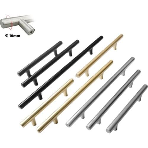 Modern Brushed Black Gold Straight Cupboard Handles Knobs Stainless Steel Brushed Kitchen Door Handles for Furniture Knocker