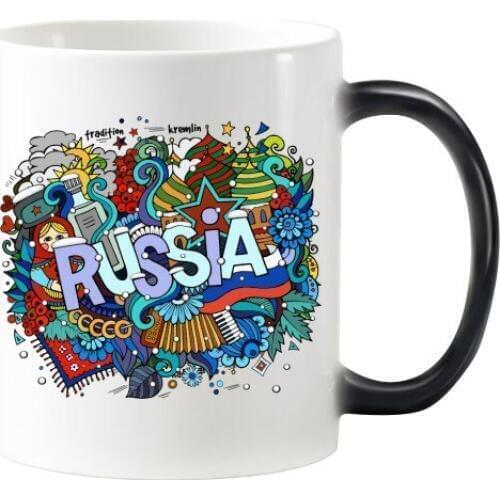 Russia Landmark Winter Element Accordion Casino Illustration Morphing Heat Sensitive Changing Color Mug Cup Milk Coffee