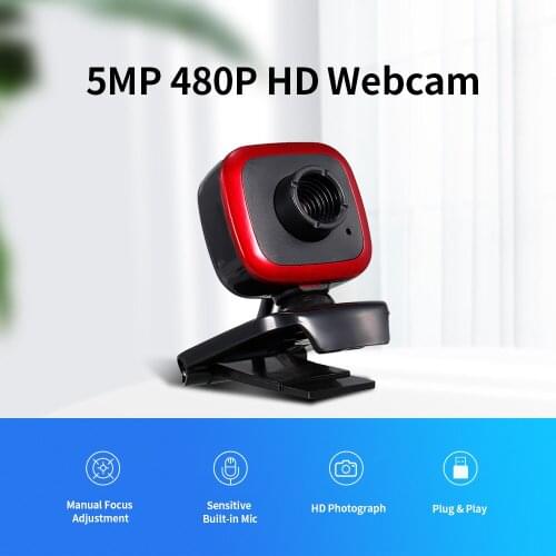 HD Webcam 480P 5MP PC 30fps HD Web Camera USB Wide Compatibility Cam Video Call with Microphone for Laptop Desktop Computer