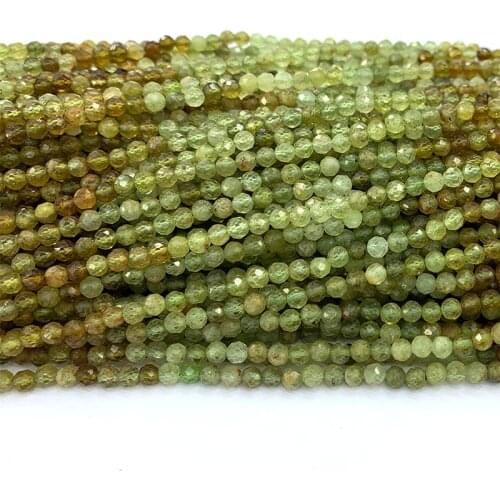 Veemake Tsavorite Natural Gemstones DIY Necklace Bracelets Earrings Faceted Small Round Women Beads For Jewelry Making 06562