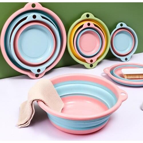 Folding Basin Kitchen Camping Travel Supplies Portable Washbasin Collapsible Plastic Laundry Tub Bathroom Palangana with Handle