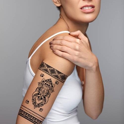 Waterproof Temporary Tattoo Sticker Black Totem Sexy Bud Silk Tattoo Fashion Body Art Fake Tatoo For Women Men