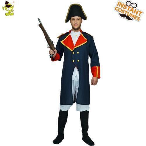 Adult Mens Napoleon Costumes for Carnival Party Cosplay Colonial General Clothing Outfits Purim Fancy Dress Up for Male