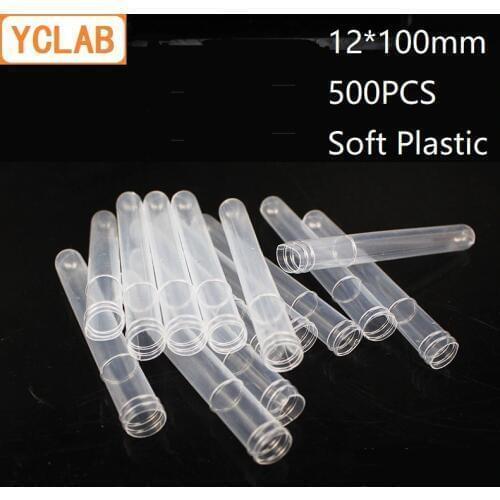 YCLAB 500PCS 12*100mm Disposable Test Tube PE Soft Plastic Labware