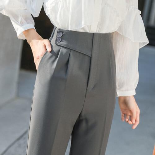 Women 2021 Spring Summer Simple High Waist Harem Trousers Female Fashion All-match Chic Elegant Business Femme Suit Pants B90