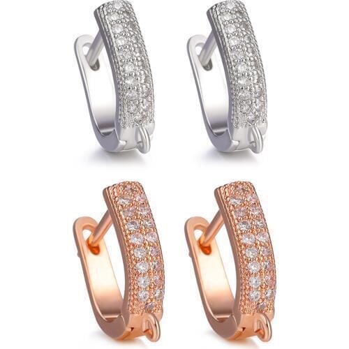 Latest Fashion For Women Sliver Circular Earring with Crystal Luxury All Match Party Business Office Ladies Circle Ear Buckle