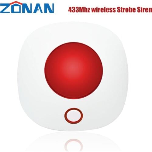 Zonan 433MHz Indoor Horn Siren Wireless Flashing Strobe Siren Light Siren For WIFI GSM Home Alarm Security System