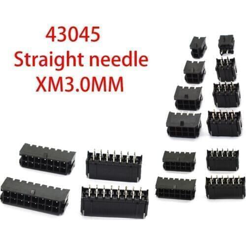 10pcs/lot NEW Original 43045 straight pin socket 43025 socket mx3.0mm space connector double row straight plug 2x2/3/4/5/6-8p