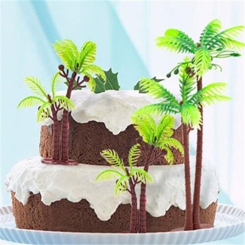 10pcs Cake Topper Three-dimensional Coconut Tree Beach Ocean Theme Cake Decoration Baking Ornaments Baby Shower Decorations