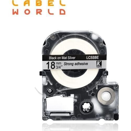 18mm EPSON label tape black on mat silver typewriter label compatible for kingjim label maker LW-300 lw400 epson label printer