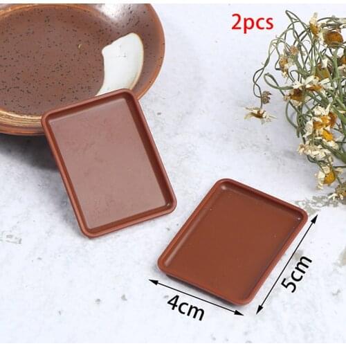 2pcs Dishes Simulation Plates Dollhouse Tray Miniature Pretend Play Kitchen Toys