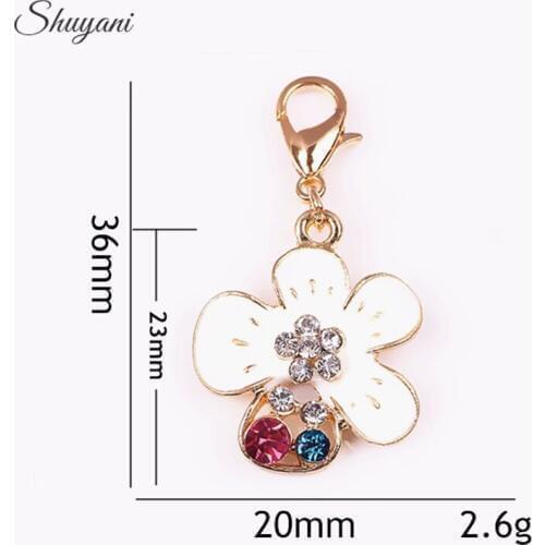 20pcs 36*20mm Fashion Gold Color Floating Dangle Charms Crystal Flower Charms Pendant for Women Bracelets DIY Jewelry Making