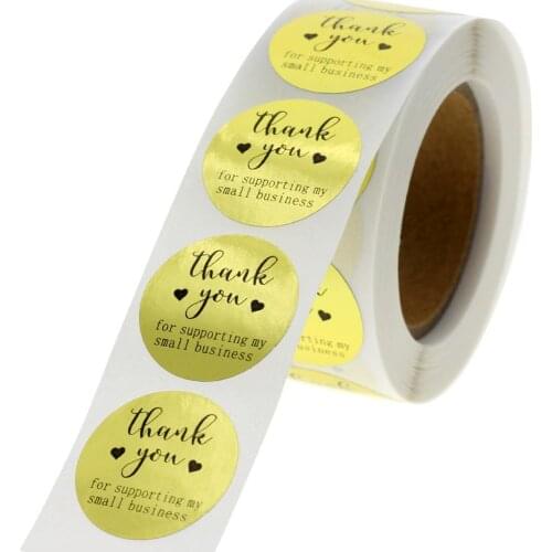 50-500pcs Golden "Thank You for Supporting My Small Business" Stickers Seal Labels Baking Handmade Package Stationery Sticker