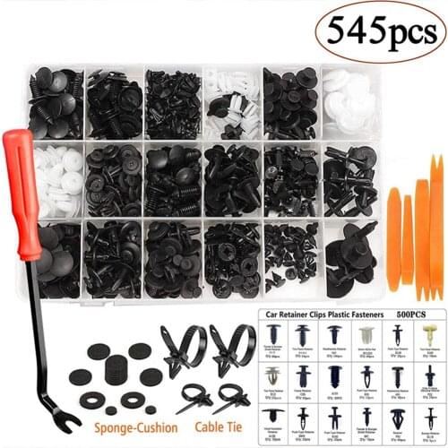 545pcs Car Retainer Clips Auto Fastener Clip Mixed Car Body Push Retainer Pin Rivet Bumper Door Trim Panel Retainer Fastener Kit