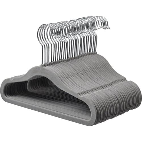 Kids Velvet Non-Slip Clothes Hangers, 30-Pack, Grey