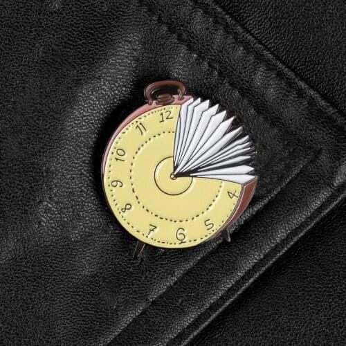 Reading Time Enamel Pins Book Alarm Clock Cartoon Backpack Bags Hats Leather jeckets Decoration Accessories Gift for reader