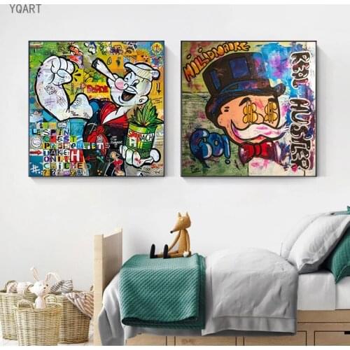 Graffiti Artwork of Alec Monopoly Abstract Money Dollars Oil Paintings On Canvas Wall Posters and Prints for Modern Home Decor
