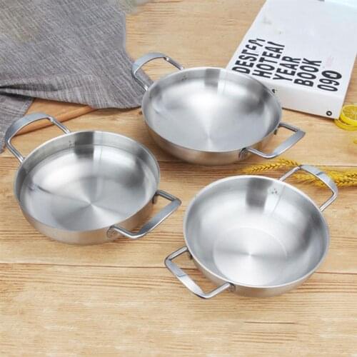Mini Pan Stainless Steel Seafood Pot Hotel Small Dry Pot Everyday Pan Cookware for Home Canteen Outdoor (Silver, 18cm)