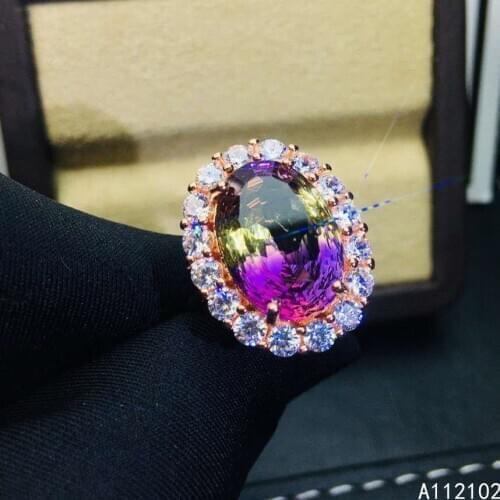KJJEAXCMY fine jewelry 925 sterling silver inlaid Ametrine luxury girl new ring support test Chinese style hot selling