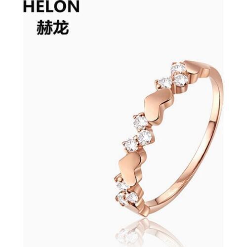 Solid 14k Rose Gold Natural Diamonds Engagement Wedding Ring Heart Anniversary Party Trendy Fine Jewelry