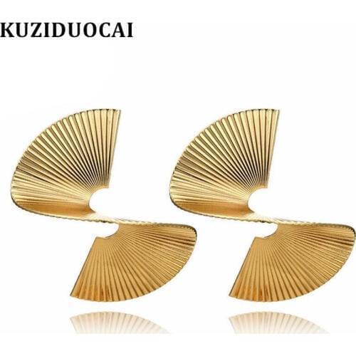 Kuziduocai New Fashion Jewelry Punk Bohe Geometric Spiral Pleat Statement Drop Earrings For Women Aretes Brincos Bijoux E-1514