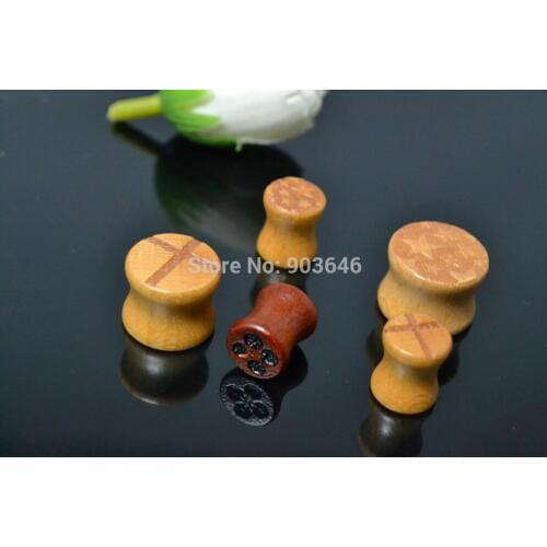 LOT100PCS Free Shippment Body Jewelry- Wood Ear Plugs Ear Scretcher Tunnles Sets Earlets 8mm-20mm