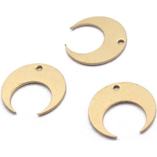 40pcs/lot 14x13.5mm Small Moon Charms Pendnat Raw Brass Horn Crescent Charms For Jewelry Making DIY Earrings Bracelet