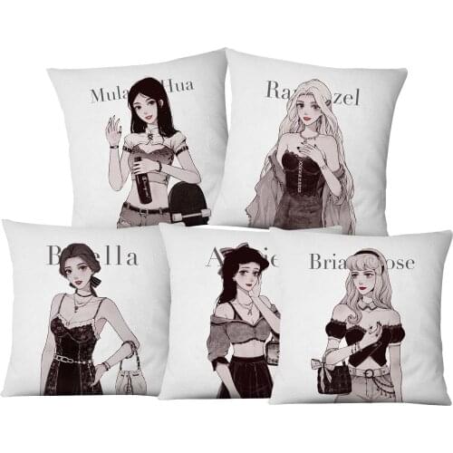 Fashion Girl Cushion Covers Beauty Portrait Painting Sofa Decor Beige Linen Throw Pillows Case 45X45cm Accept Wholesale Dropship
