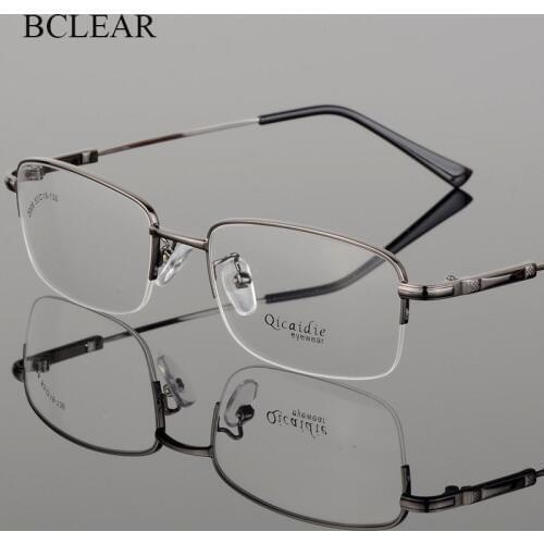 BCLEAR 2019 Fashion Men Glasses Frame Memory Alloy Eyeglasses Half Frame Vintage Clear Lens Glasses Optical Spectacle Frame Hot