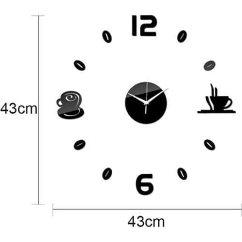 Wall Clock Creative DIY Acrylic Coffee Cup Mirror Wall Clock 3D Personalized Home Art Clock Home Decoration Dropship