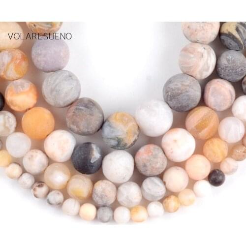 Natural Dull Polish Matter Bamboo Agates Onyx Stone Round Beads For Jewelry Making Spacer Loose Beads 4mm-12mm Diy Bracelets 15