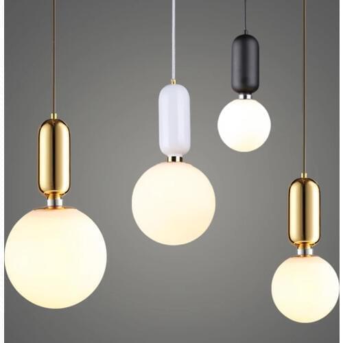 Nordic LED Pendant Lights Frosted Glass Industrial Handin Pendant Lamp Modern Bedroom Hanglamp Living Room Suspension Luminaire