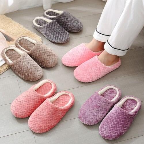 Women Winter Slippers Fur Warm Slippers Women Fashion Home Fluffy Slippers Solid Color Indoor Women Shoes Soft Men Couples Shoes