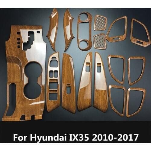 Wood Grain Car Window Control Panel Sticker Gear AC Control Cover Moulding Trim for Hyundai IX35 2010 -2013 2014 2015 2016 2017