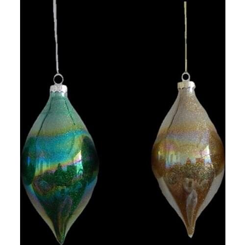12pcs/pack 7*13cm Pearl Lustre Series Cone Shaped Hanging Glass Pendant Home Decoration Christmas Day Tree Hanger Handmade