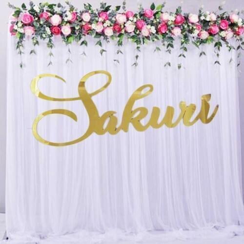 Custom Gold Sign Wedding Baby Shower Decors Personalized Mirror Gold Acrylic Name Sign Letter Party Room Wall Hanger